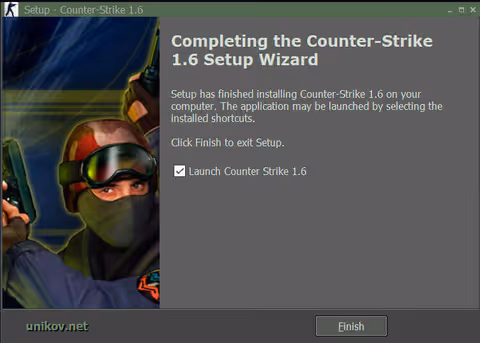 Complete CS 1.6 installation and launch the game